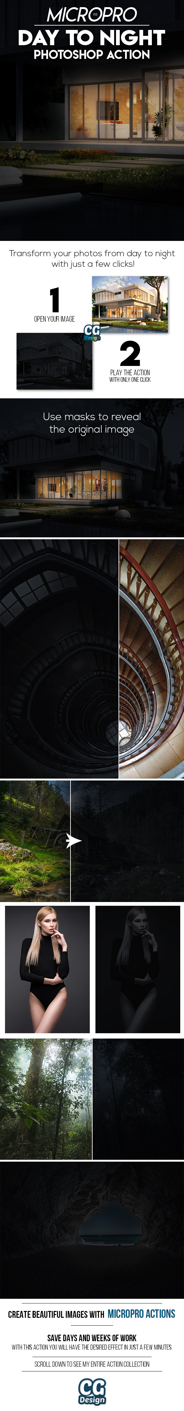 MicroPro Day to Night Photoshop Action - Photo Effects Actions