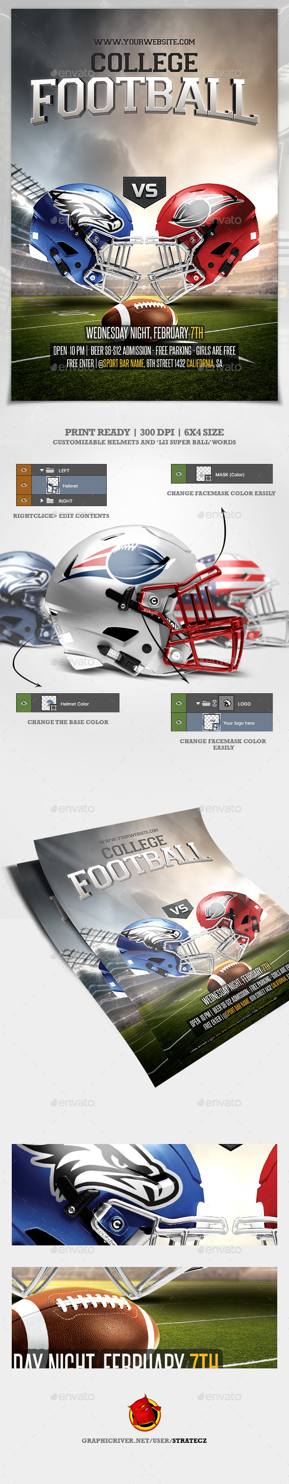 College Football Flyer / Sunday College Football Flyer - Print Templates