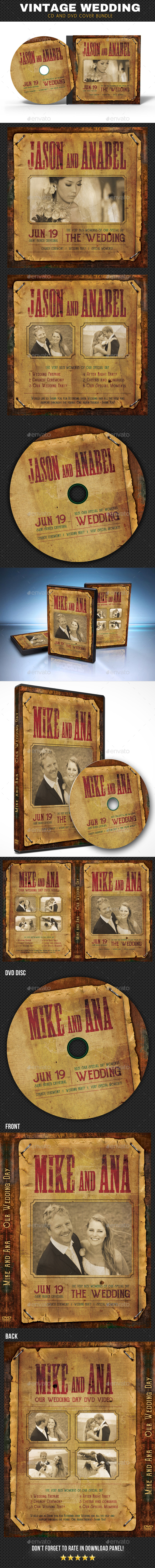 Vintage Wedding CD - DVD Cover Bundle - CD & DVD Artwork Print Templates