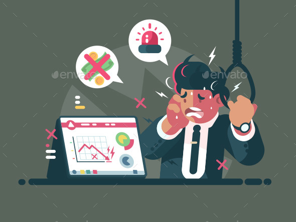 Trader in Panic and Anxiety - People Characters