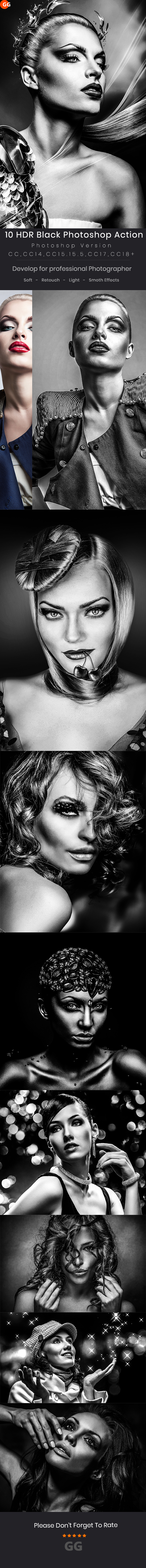 10 HDR Black & White Photoshop Action - Photo Effects Actions
