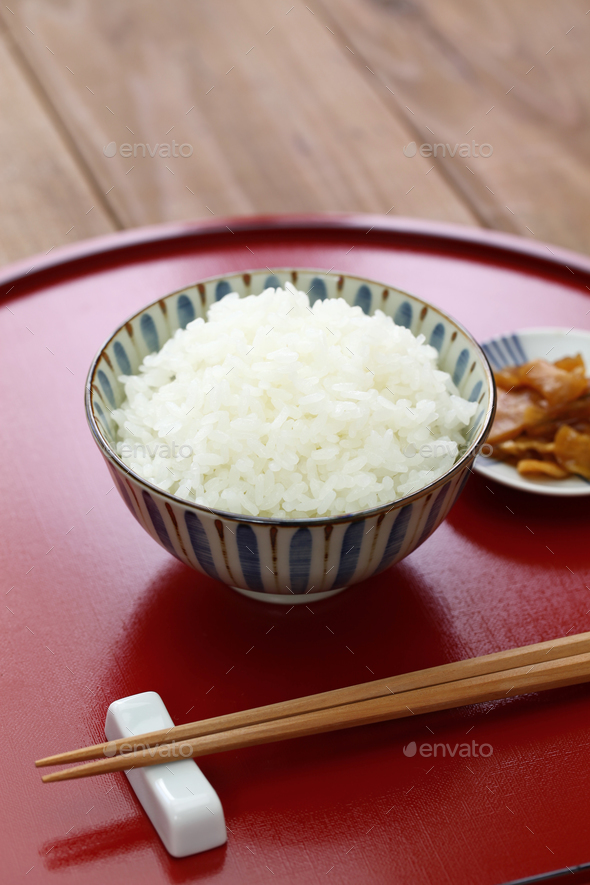 gohan, japanese cooked white rice Stock Photo by motghnit PhotoDune