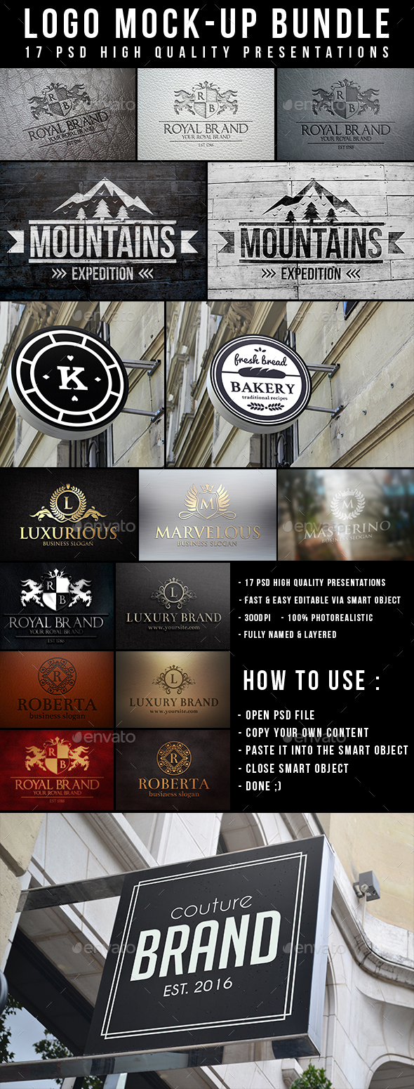 Photorealistic Logo Mock-Up Bundle - Logo Product Mock-Ups