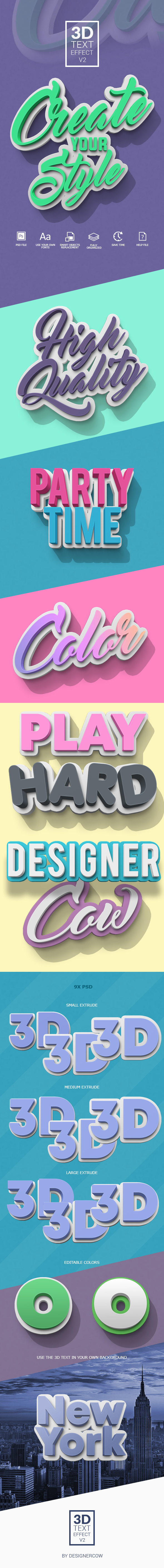3D Text Effect V2 - Text Effects Actions