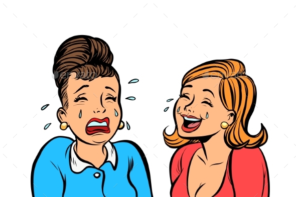 Girlfriend Women One Cries Other Laughs Isolate - People Characters