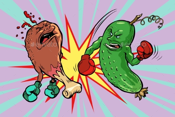 Cucumber Beats Fast Food Fried Chicken Leg - Food Objects