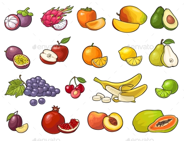 Set of Tropical Fruits - Food Objects