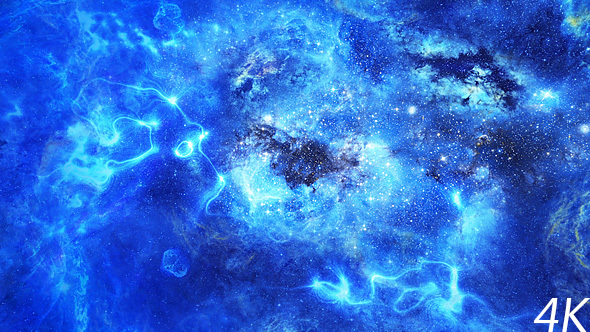 Abstract Blue Space Nebula and Energy Waves