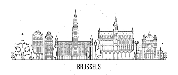 Brussel Skyline Belgium Vector City Buildings - Buildings Objects