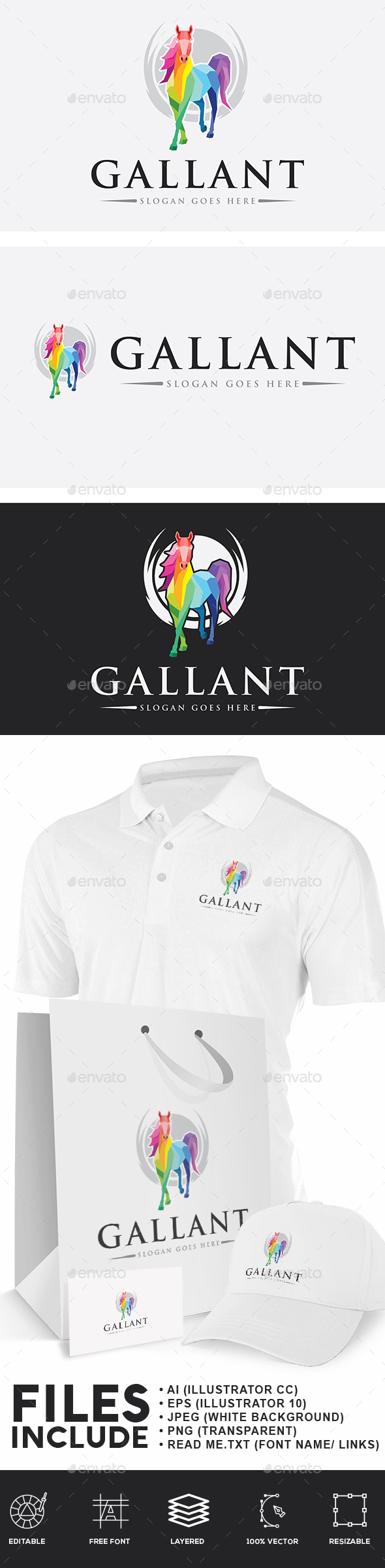 Gallant Horse Logo - Animals Logo Templates