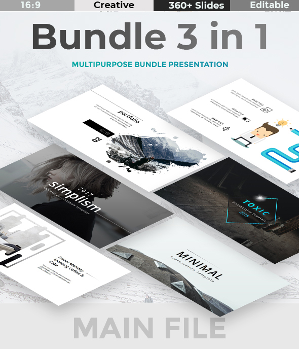 Bundle 3 in 1 - Creative n Minimal Keynote Template - Creative Keynote Templates