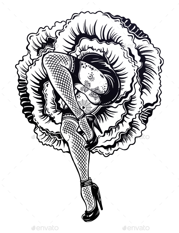 Tattoo Female Legs in Fishnet Stockings - People Characters