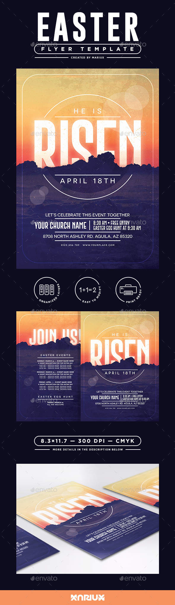 He is Risen Easter Flyer/Poster - Events Flyers