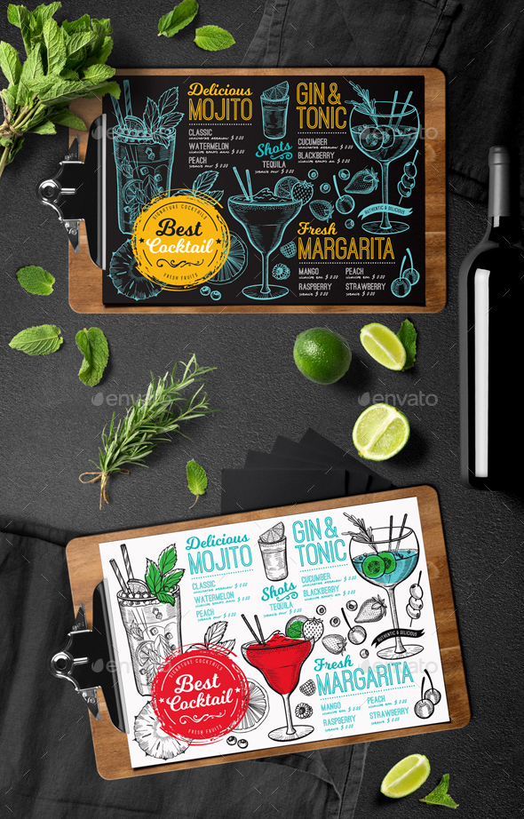 Cocktail Bar Menu - Food Menus Print Templates