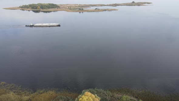 Beautiful Aerial View of the River Dnipro. Ukraine, Slow Motion alt