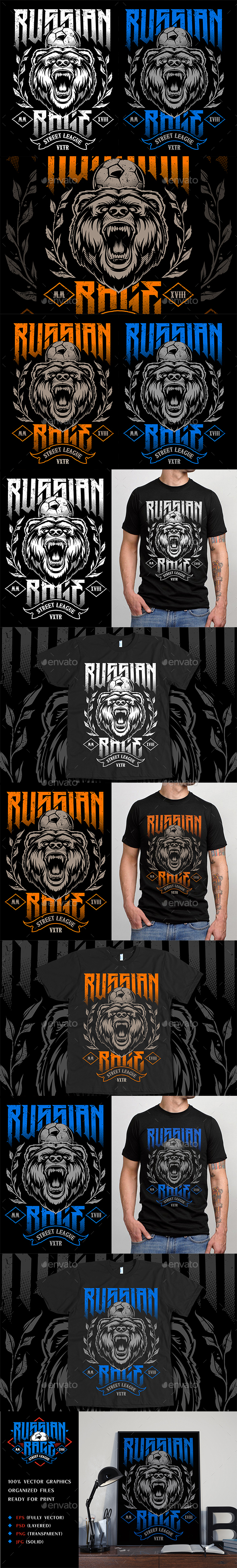 Russian Rage Vector Print - Sports/Activity Conceptual