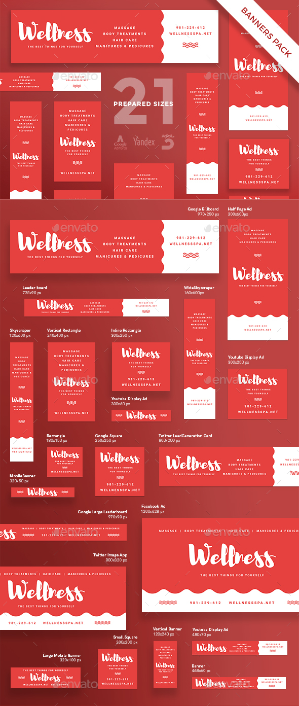 Wellness Banner Pack - Banners & Ads Web Elements