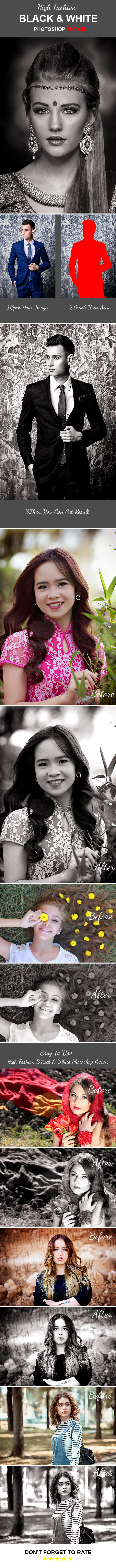 High Fashion Black & White Photoshop Action - Photo Effects Actions