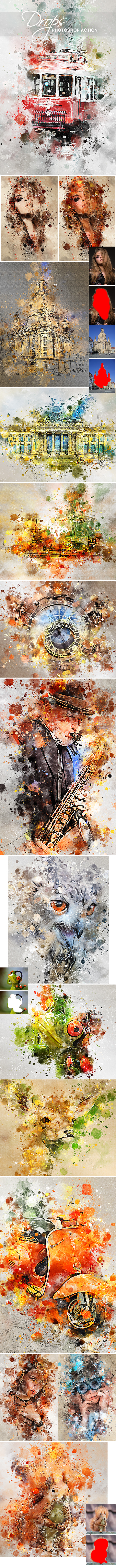 Drops Photoshop Action - Photo Effects Actions