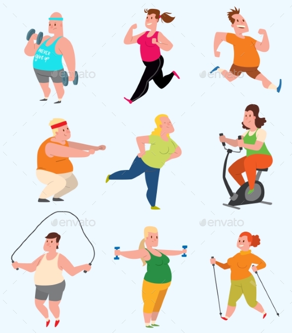 Vector Sport People Fitness Gym Color Flat - People Characters