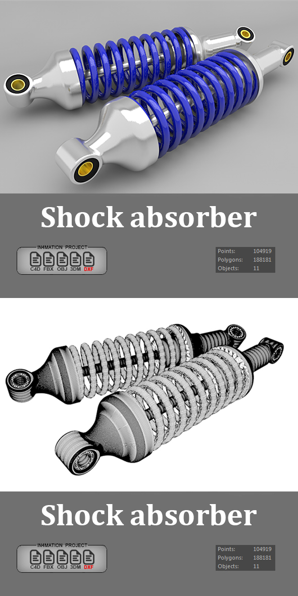 Shock absorber 3D - 3Docean 21589300