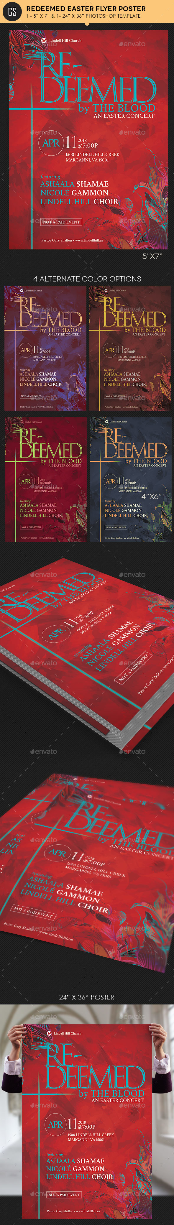 Redeemed Easter Flyer Poster Template - Church Flyers
