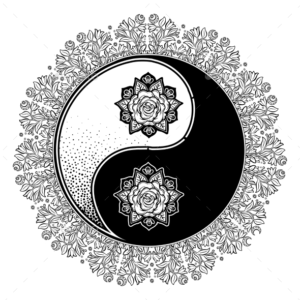 Yin and Yang Tao Mandala Decorative Symbol. - Decorative Symbols Decorative