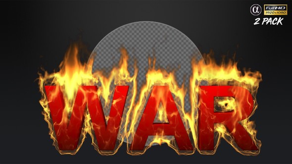 3D War Text On Fire - 2 Pack