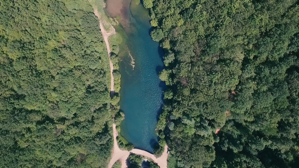Aerial View of Mountain Lake