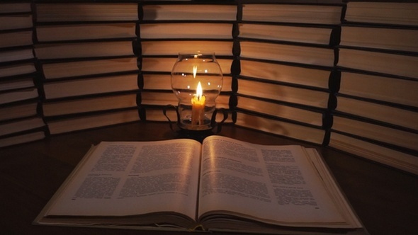 Candle And Old Books