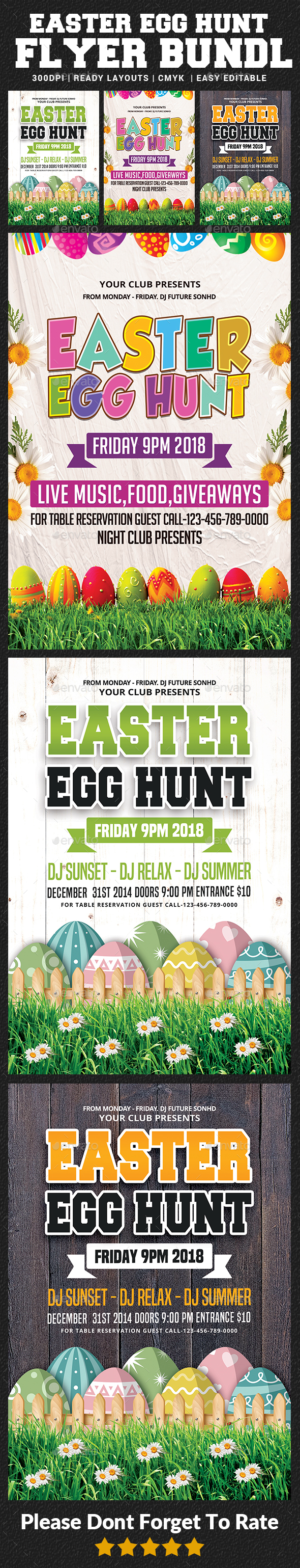 Easter Egg Hunt Flyer Bundle Template - Events Flyers