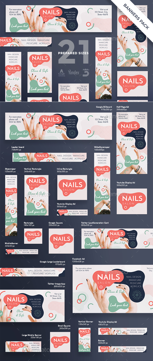 Nail Design Salon Banner Pack - Banners & Ads Web Elements