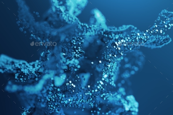 Abstract 3D Rendering. Flying Particles. - 3D Backgrounds