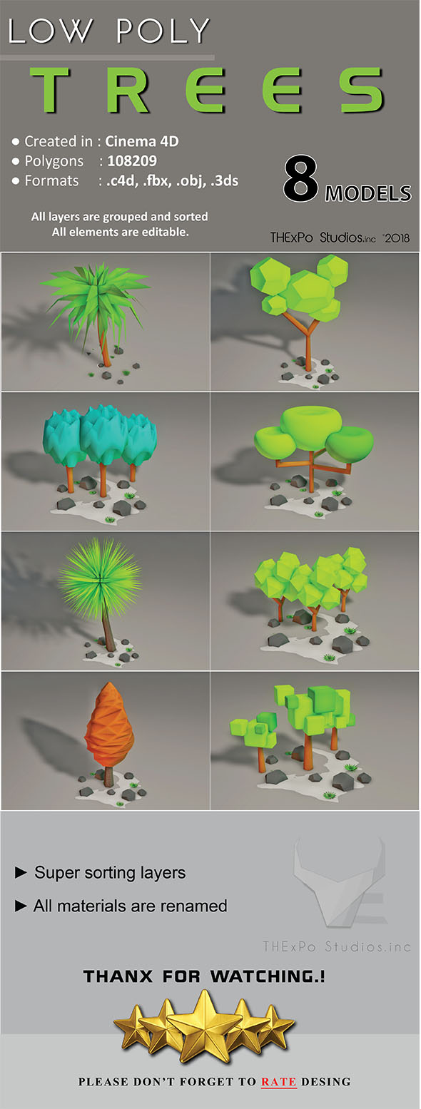 Low Poly Trees - 3Docean 21590551