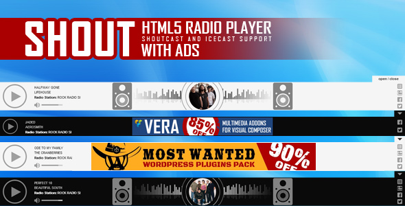 SHOUT - HTML5 Radio Player With Ads - ShoutCast and IceCast Support