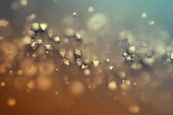Abstract 3D Rendering. Flying Polygonal Spheres - 3D Backgrounds