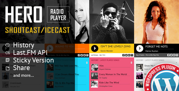Hero - Shoutcast and Icecast Radio Player With History - WordPress Plugin - CodeCanyon Item for Sale