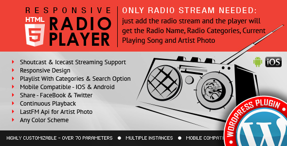 Radio Player Shoutcast & Icecast WordPress Plugin - CodeCanyon Item for Sale