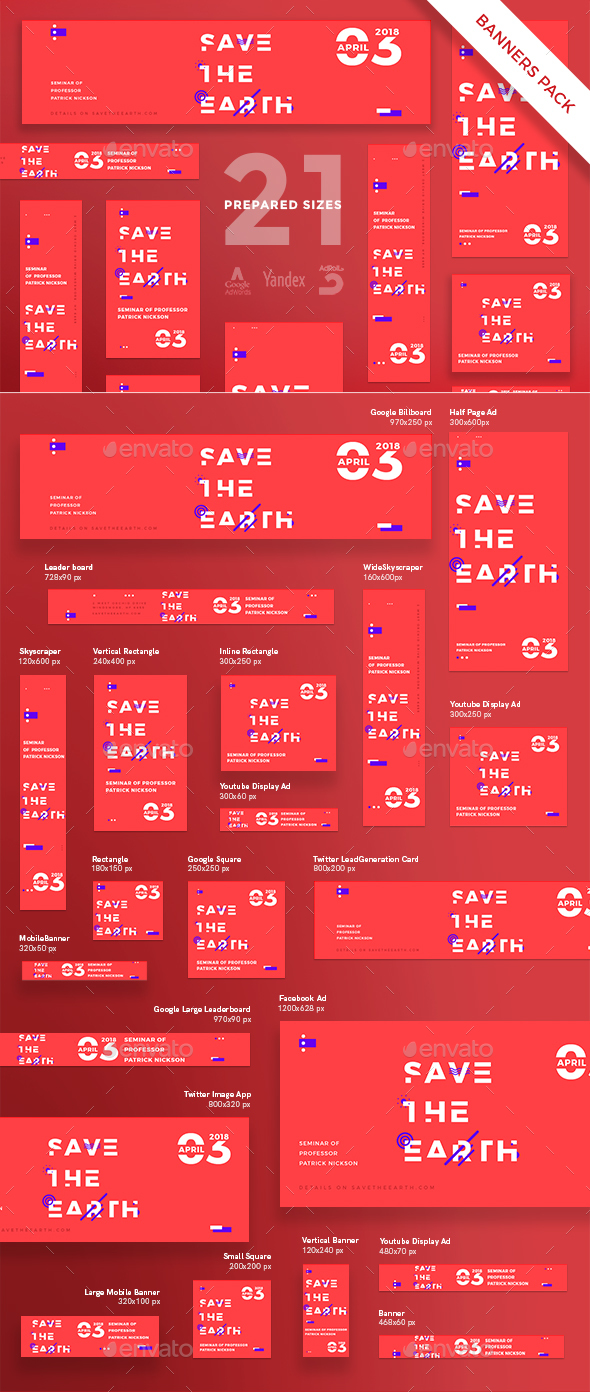 Save the Earth Seminar Banner Pack - Banners & Ads Web Elements
