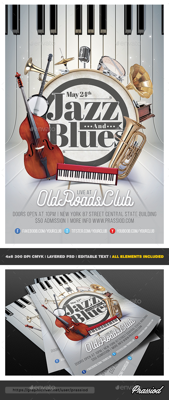 Jazz And Blues Flyer Template - Concerts Events