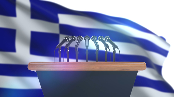 Speech Podium With Greece Flag Motion Graphics Videohive