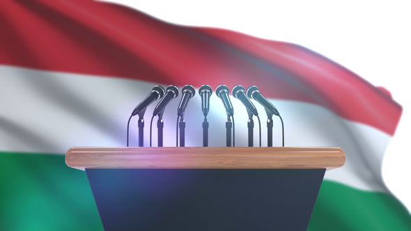 Speech Podium with Hungary Flag alt
