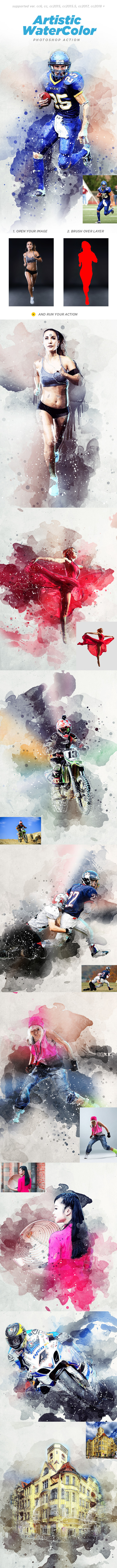 Artistic Water Color Photoshop Action - Photo Effects Actions