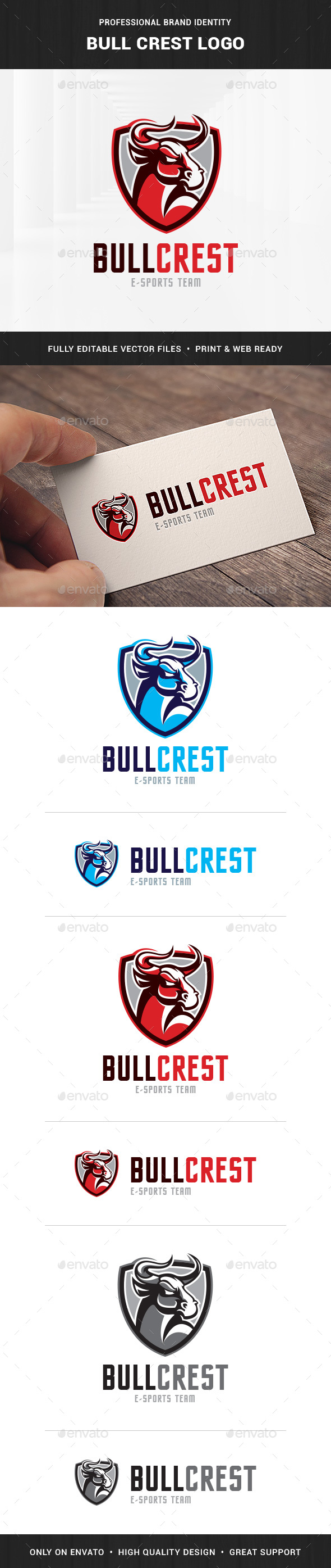 Bull Crest Logo Template - Animals Logo Templates