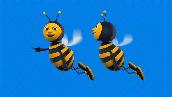 Flying Bee Cartoon 3d Character (2-Pack)