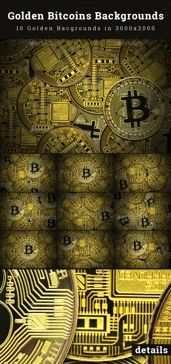 Golden Bitcoins Backgrounds - Business Backgrounds