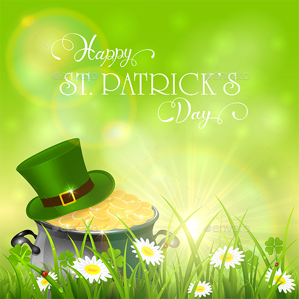 Patrick Day Background and Green Hat with Gold of Leprechauns - Miscellaneous Seasons/Holidays