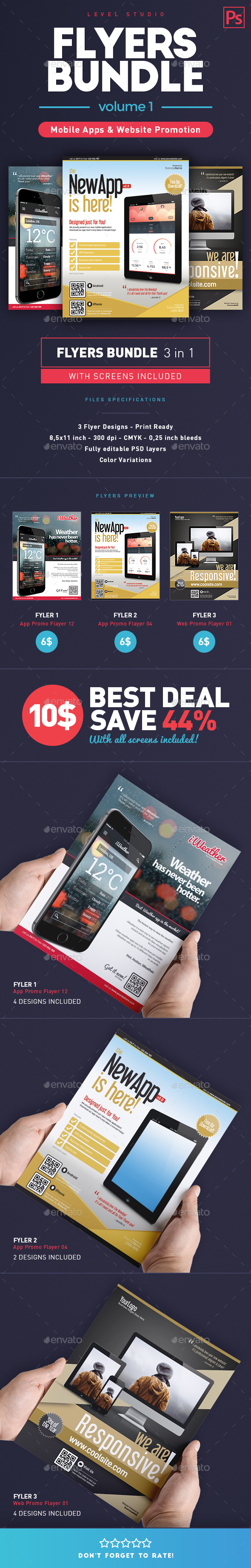 Bundle Flyers App & Web Promo (vol. 1) - Commerce Flyers