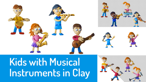 Kids with Musical Instruments in Clay