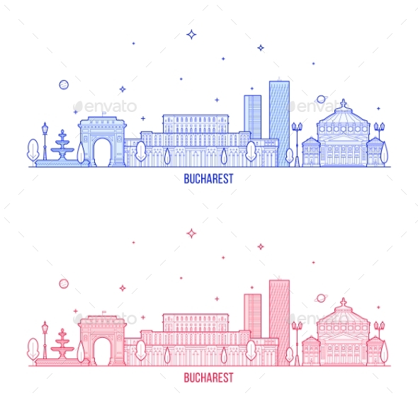 Bucharest Skyline Romania City Buildings Vector - Buildings Objects